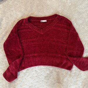 ❤️ SO Red Crushed Velvet Cropped Sweater Good Used